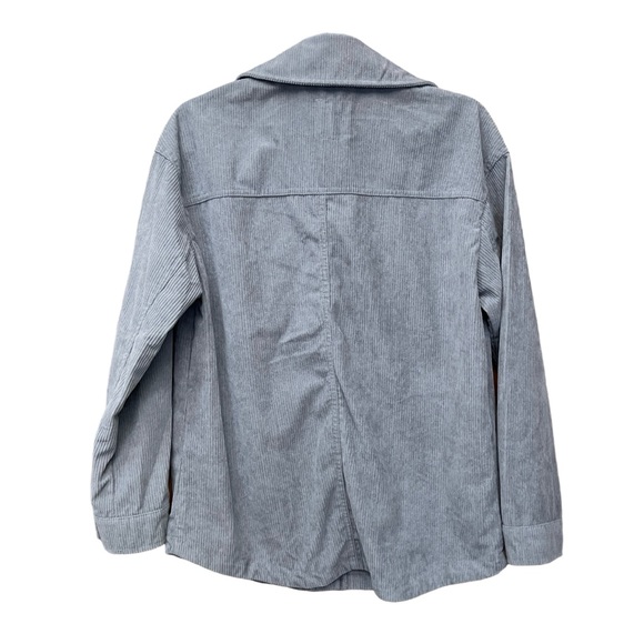 Avec Les Filles Classic Corduroy Shacket Gray Button Down Women’s Shirt Jacket - Picture 4 of 11